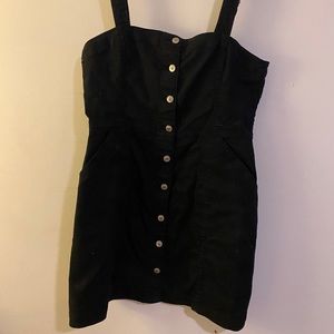 Black denim jumper dress with buttons